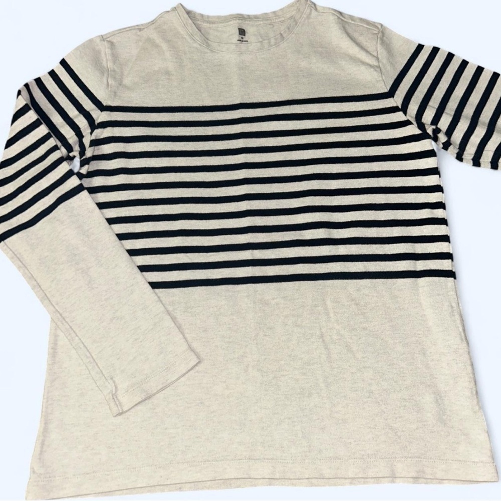Striped Long Sleeve Women's Top in Black and Cream